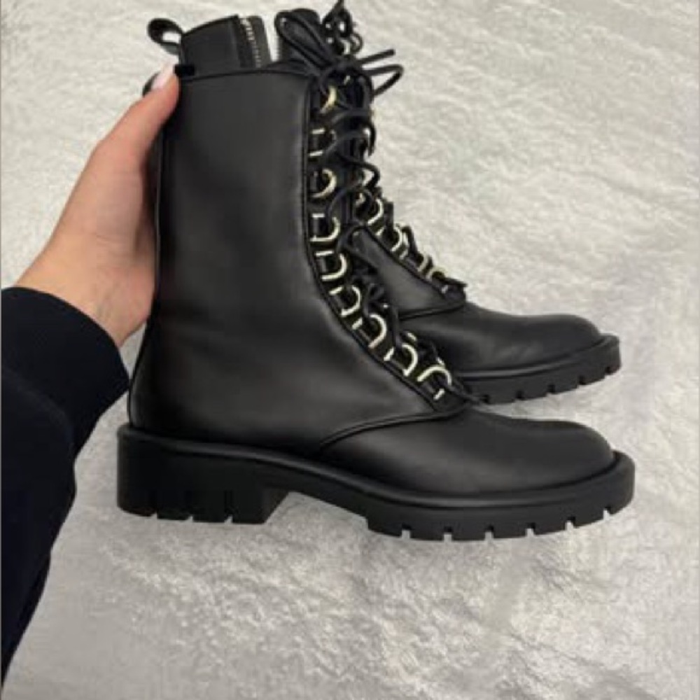 Zara leather combat boots